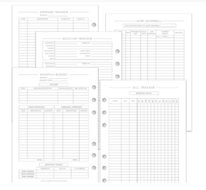 Finance Plan Refill A5 Planner Bill Tracker
