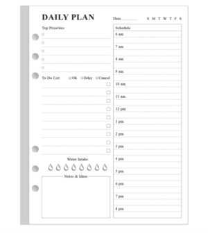 Undated Daily A5 Planner Inserts