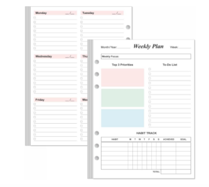 Weekly Planner A5 Inserts