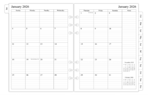 2026 Monthly A5 Planner Inserts